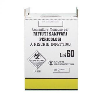 Contenitore per rifiuti sanitari speciali in cartone 60 litri 