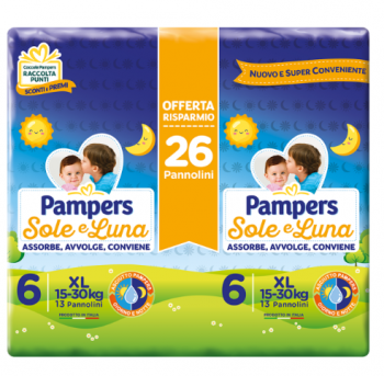 Pampers Sole e Luna pannolini taglia 6 Extralarge 26 pezzi 15-30 kg