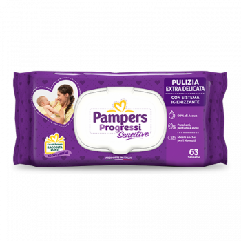 Pampers sensitive progressi salviette umidificate 63 pezzi