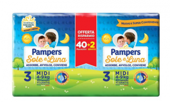 Pampers Sole e Luna pannolini taglia 3 Midi 40 pezzi 4-9 kg