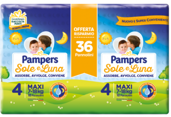 Pannolini Pampers Sole e Luna taglia 4 Maxi 7-18 KG 34 pezzi