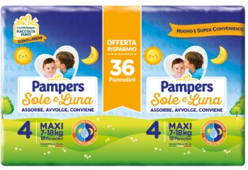 Pampers Sole e Luna pannolini taglia 4 Maxi 34 pezzi 7-18 kg