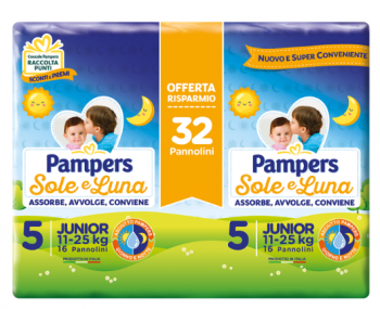 Pannolini Pampers Sole e Luna Junior 11-25 KG-30 pezzi