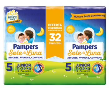 Pampers Sole e Luna pannolini taglia 5 Junior 30 pezzi 11-25 kg