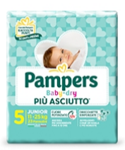 Pannolini Pampers Baby Dry taglia 5 Junior 11-25 KG 22 pezzi