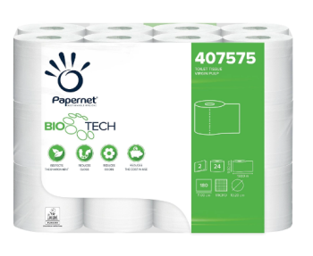 Papernet 407575 carta igienica disgorgante Bio Tech 24 rotoli 180 strappi 2 veli