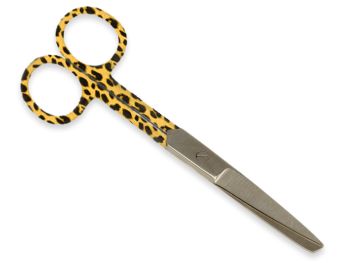 Forbici rette con punte alterne in acciaio inox 14 cm anelli fantasia leopardo Gima