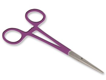 Pinza emostatica retta in acciaio inox anelli viola 16 cm Gima