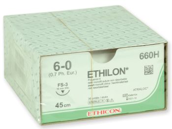 Sutura monofilamento sterile non assorbibile Ethicon Ethilon 6/0 ago 16 mm Conf. 36 pezzi