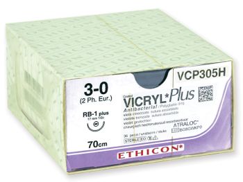 Sutura assorbibile Ethicon Vicryl Plus 3/0 ago 17 mm 36 pezzi