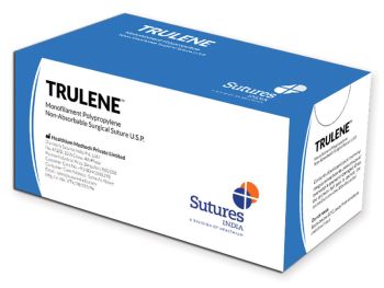 Sutura non ass. Trulene calibro 1, curva 1/2, ago 30 mm, lung. 70 cm, blu, conf. 12 pezzi