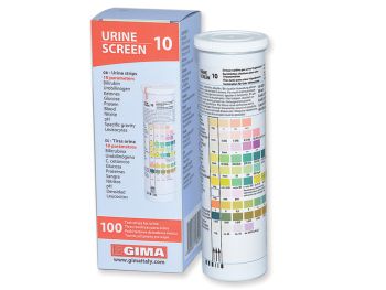 Strisce urine in flacone per test visivi professionali, 10 parametri conf. 100 pezzi