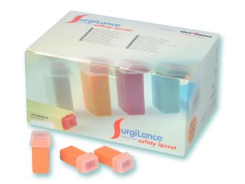 Lancette di sicurezza ago automatico calibro 22G, colore arancio, conf. 100 pezzi