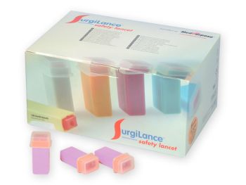 Lancette di sicurezza ago automatico calibro 21G, colore rosa, conf. 100 pezzi
