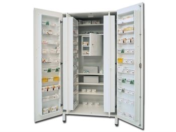 Armadio in metallo bianco porta medicinali-100x60x195 cm-Gima