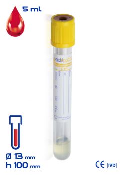 Provette tappo giallo con Gel Separatore + Attivatore di Coagulazione 5 ml-100 pezzi