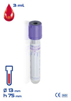 Provette prelievo tappo viola con K3 EDTA 3 ml-100 pezzi