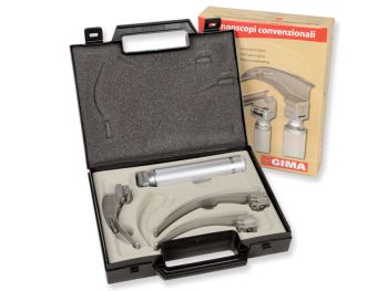 Set laringoscopio standard ricaricabile 2,5 V 3 lame (lame Miller 2-3-4) Gima