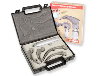 Set laringoscopio standard ricaricabile 2,5 V 4 lame (lame Mc Intosh 1-2-3-4) Gima
