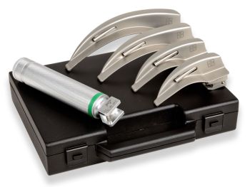 Set laringoscopio F.O. adulti GIMA Green 2,5 V LED (lame Mc Intosh 1-2-3-4)