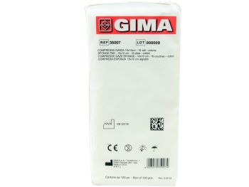 Compresse Garza Cotone non sterile 10x10 cm Conf. 10 pacchi da 100 Pz Gima