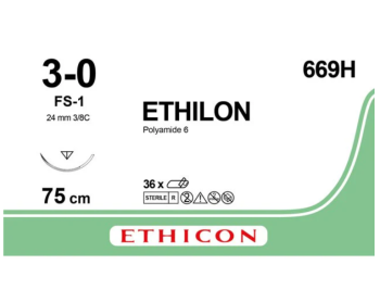 SUTURA MONOFILAMENTO ETHICON ETHILON - 3/0 ago 24 mm conf. 36 pezzi