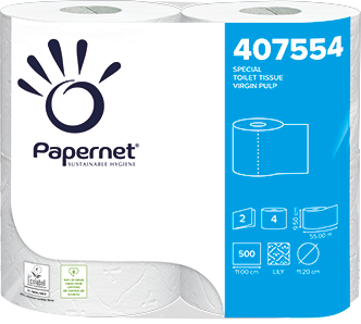 Papernet 407554 carta igienica 4 rotoli 500 strappi compatta 2 veli 