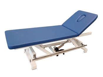 LETTINO DA VISITA ELETTRICO AD ALTEZZA REGOLABILE con barra perimetrale blu 