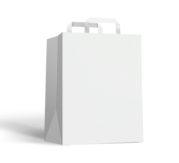  Borse shoppers in cartone con manici piatti bianche 46 X 16 X 40 cm
