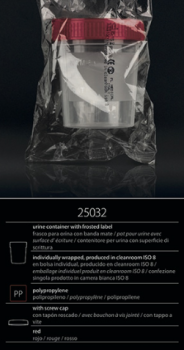 Contenitore urina sterile-Tappo a vite con superficie di scrittura-60 ml