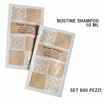 Bustina bagno shampoo 10 ml Acanto 600 pezzi Leone Decorazioni