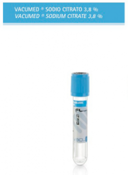 FL Medical Vacumed provetta 13 x 75 mm con sodio citrato 3,8% x 3,6ml tappo azzurro sterile 100 pezzi