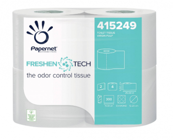 Papernet 415249 carta igienica 4 rotoli Freshen Tech 300 strappi 2 veli profumata
