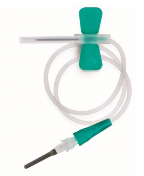 Set prelievo ago farfalla, dispositivo di sicurezza e adattatore luer 21 G verde 50 pezzi