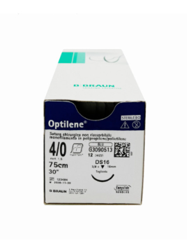 B-braun OPTILENE sutura non assorbibile in polipropilene ago 3/8 ds 16 mm, USP 6/0, filo blu 45 cm conf. 12 pezzi