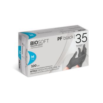 RAYS BIOSOFT PF BLACK 35 Guanto in nitrile nero senza polvere conf. 100 pezzi 