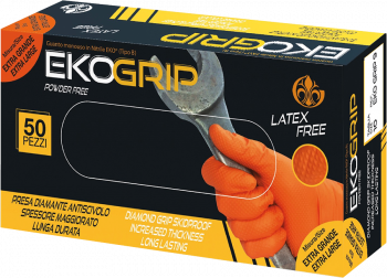 GARDENING EKO GRIP Guanto in nitrile arancione 8,7 gr senza polvere puntinato con. 50 pezzi