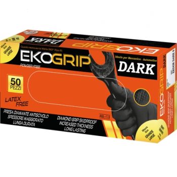 GARDENING EKO GRIP DARK Guanto in nitrile nero 8,7 gr senza polvere puntinato conf. 50 pezzi