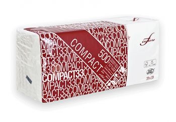 Tovaglioli carta-Compact bianchi monovelo 33x33-500 pz-Infibra