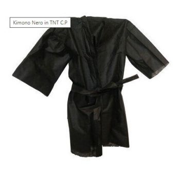 Kimono monouso nero in tnt leggero confezione 10 pezzi