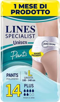 Lines specialist pannolone Pants unisex PLUS taglia L 14 pezzi