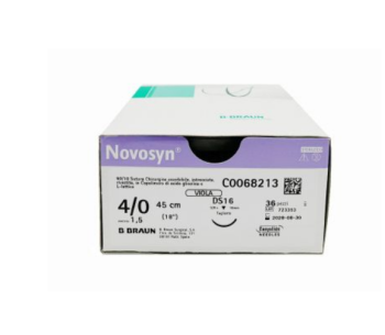 Sutura assorbibile monofilamento B-BRAUN NOVOSYN VIOLA 5/0 (1) 70CM DS16 conf. 36 pz
