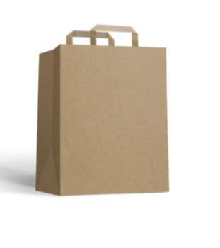  Borse shoppers in cartone con manici piatti avana 32x13x41 cm