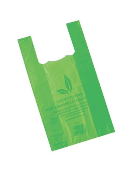 Shopper compostabili in Materbi grandi colore verde da 4 kg misura 30  + 20  x 60 cm