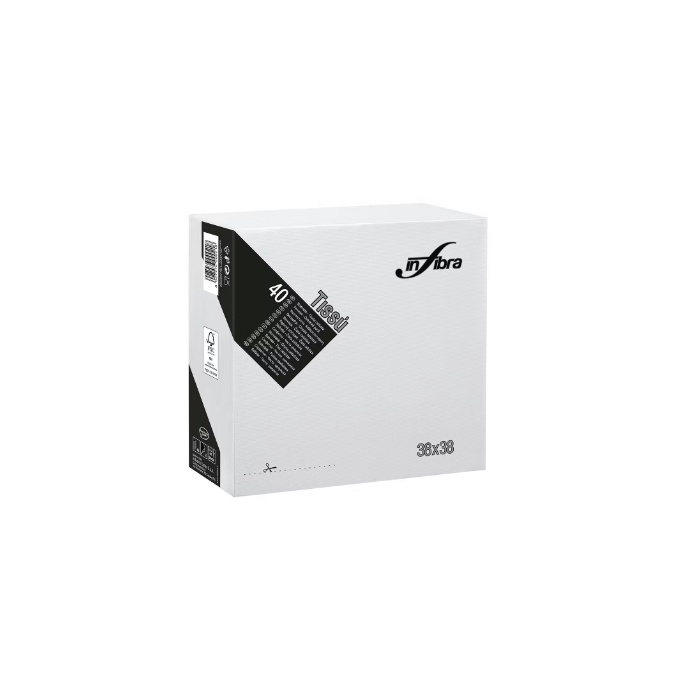 Infibra Tissù tovagliolo bianco 2 veli 38 x 38 40 pezzi