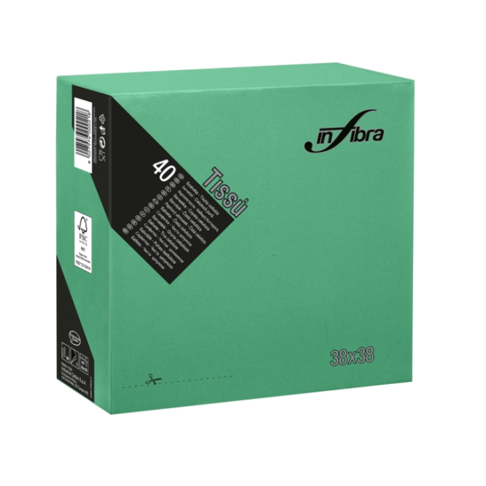 Infibra Tissù tovagliolo verde foresta 2 veli 38 x 38 cm 40 pezzi