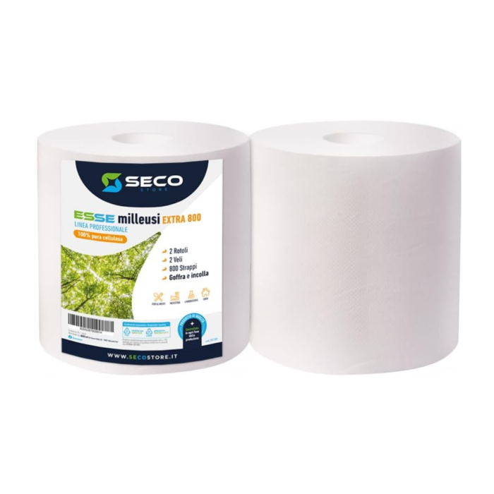 Secostore.it ESSE MILLEUSI EXTRA bobina di carta 800 strappi conf. 2 rotoli 2 veli