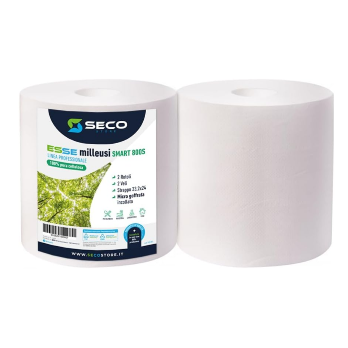 Secostore ESSE MILLEUSI SMART 800S bobina carta 800 strappi conf. 2 rotoli 2 veli