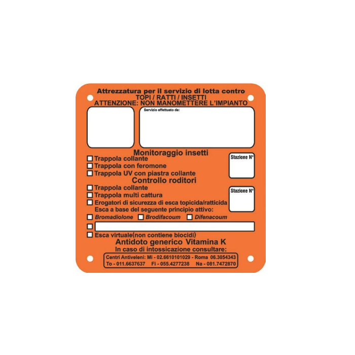 ORMA Cartello di segnalazione trappole roditori e insetti