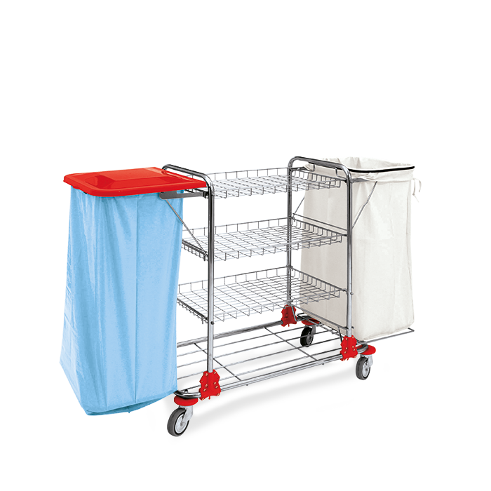 VDM ELBA 2 carrello portabiancheria in acciaio cromato dimensioni 140 x 44 x 105h